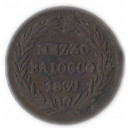 1837 - Gregorio XVI 1/2 Baiocco rame BB